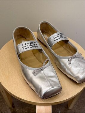 MM6 Maison Martin Margiela Silver Ballet Flats